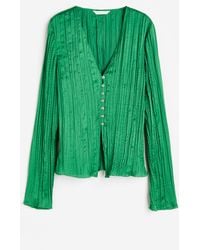 H&M - Bluse aus plissiertem Satin - Lyst
