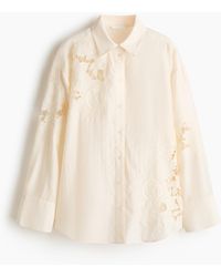 H&M - Overhemdblouse Met Broderie Anglaise - Lyst