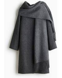 H&M - Jas Van Wolmix Met Sjaaldetail - Lyst