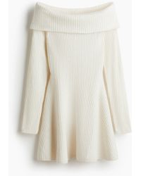 H&M - Off-Shoulder-Kleid in Rippstrick - Lyst