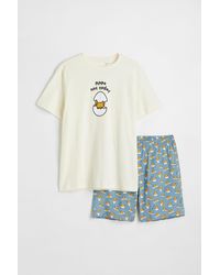H&M Pyjama T-shirt And Shorts - Multicolour