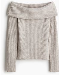 H&M - Off-Shoulder-Shirt in Rippstrick - Lyst