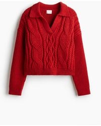 H&M - Gebreide Kabeltrui Met Kraag - Lyst
