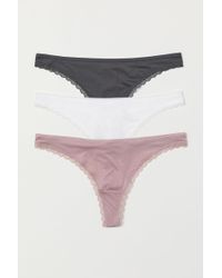 H&M 3-pack Microfibre Thong Briefs - Pink