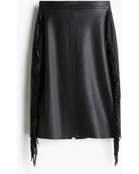 H&M - Jupe mit Coating und Fransen - Lyst