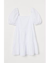 H&M Kleid mit Puffärmeln - Weiß