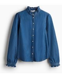 H&M - Denimbluse mit Volants - Lyst