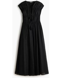 H&M - Kleid aus Ramie mit Kordelzugdetails - Lyst