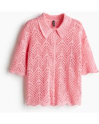 H&M - Chemise À Manches Courtes En Maille Pointelle - Lyst