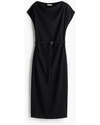 H&M - Drapiertes Kleid mit Gürtel - Lyst