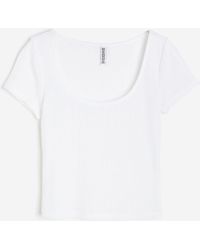 H&M - Shirt aus Pointelle-Jersey - Lyst
