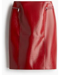 H&M - Bleistiftjupe mit Coating - Lyst