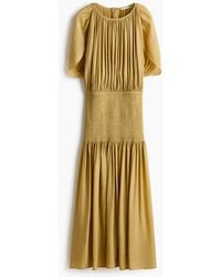 H&M - Kleid mit gesmokter Passe und Cape-Detail - Lyst