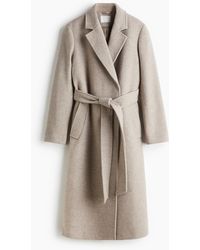 H&M - Mantel aus Wollmix mit Bindegürtel - Lyst