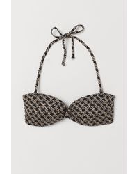 H&M Wattiertes Bandeau-Bikinitop - Schwarz