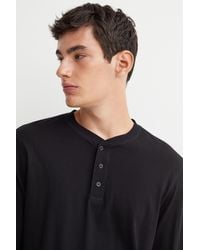 H&M Regular Fit Henley Shirt - Black