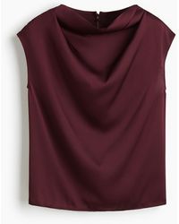 H&M - Satinbluse mit Kappenärmeln - Lyst