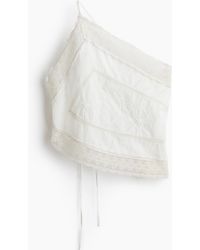 H&M - One-Shoulder-Top mit Spitzenbesatz - Lyst
