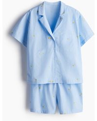 H&M - Pyjama mit Oberteil und Shorts - Lyst