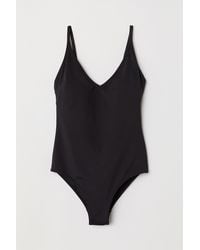 H&M V-neck Swimsuit - Black
