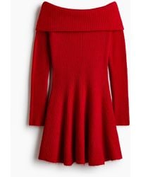 H&M - Off-Shoulder-Kleid in Rippstrick - Lyst