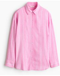 H&M - Oversized Overhemdblouse Van Linnenmix - Lyst