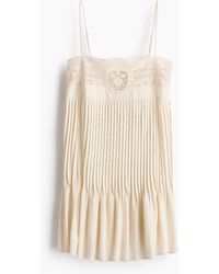 H&M - Kleid mit Spitze und Biesenfalten - Lyst