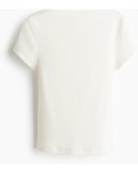H&M - Geribde Top Met Boothals - Lyst