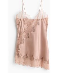 H&M - Trägertop aus Satin mit Spitze - Lyst