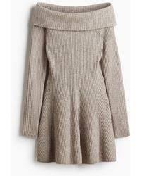 H&M - Off-Shoulder-Kleid in Rippstrick - Lyst