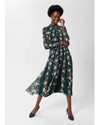 Hobbs - Helena Silk Floral Dress - Lyst