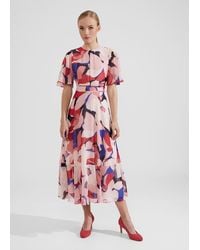 Hobbs - Freya Silk Midi Dress - Lyst