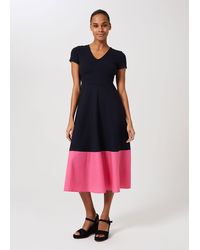 Hobbs - Evangeline Jersey Colourblock Midi Dress - Lyst