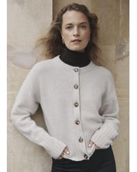 Hobbs - Oatmeal Freya Crew Neck Button Knitted Cardigan - Lyst