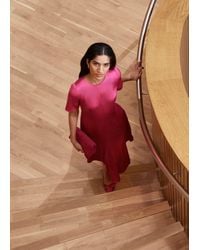 Hobbs - Camille Textured Satin Dress - Lyst