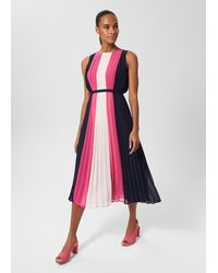 Hobbs - Claudia Pleated Fit And Flare Dress - Lyst