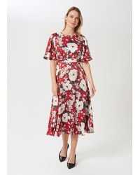 Hobbs - Bella Floral Print Satin Dress - Lyst