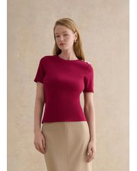 Hobbs - Tamsin Ribbed Cotton Blend T-Shirt - Lyst