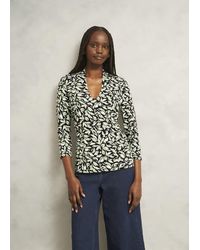 Hobbs - Aimee Printed V Neck 3/4 Sleeve Top - Lyst