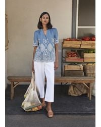 Hobbs - Sloane Cotton Broderie Blouse - Lyst