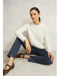 Hobbs - Ivory Jasmina Ribbed Crew Neck Jumper With Alpaca - Lyst