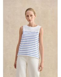 Hobbs - Fern Cotton Button Back Striped Top - Lyst