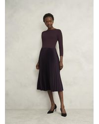 Hobbs - Petite Lucinda Knitted Pleated Midi Dress - Lyst