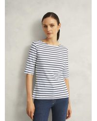 Hobbs - Ivory Katie Cotton Stripe Button Back Top - Lyst