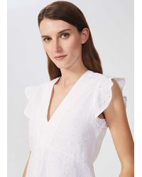 Hobbs - Avia Linen Embroidered Top - Lyst