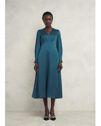 Hobbs - Anais Satin Midi Dress - Lyst