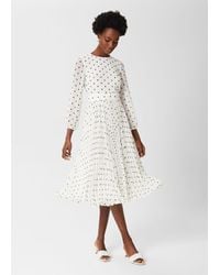 Hobbs - Selena Spot Pleated Dress - Lyst