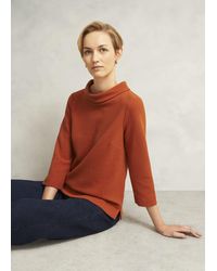 Hobbs - Betsy Textured 3/4 Sleeve Roll Neck Top - Lyst