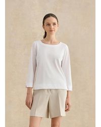 Hobbs - Martie Cotton Slub 3/4 Sleeve Top - Lyst