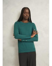 Hobbs - Dark Penny Merino Wool Crew Neck Knitted Jumper - Lyst
